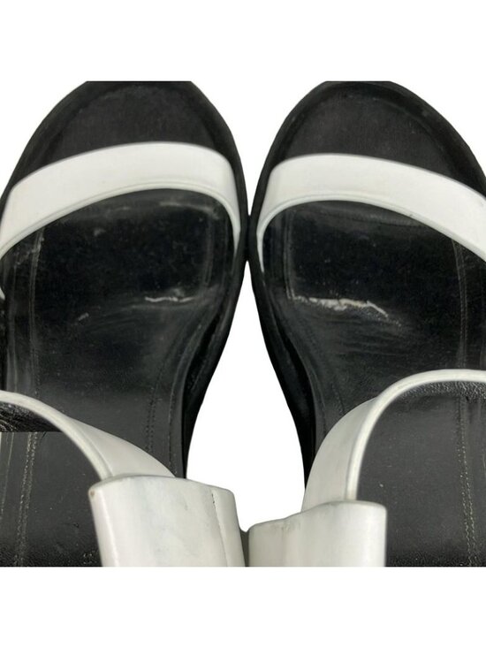 Celine Sandals 38.5 White Black Wedge Sole Leather main image 2